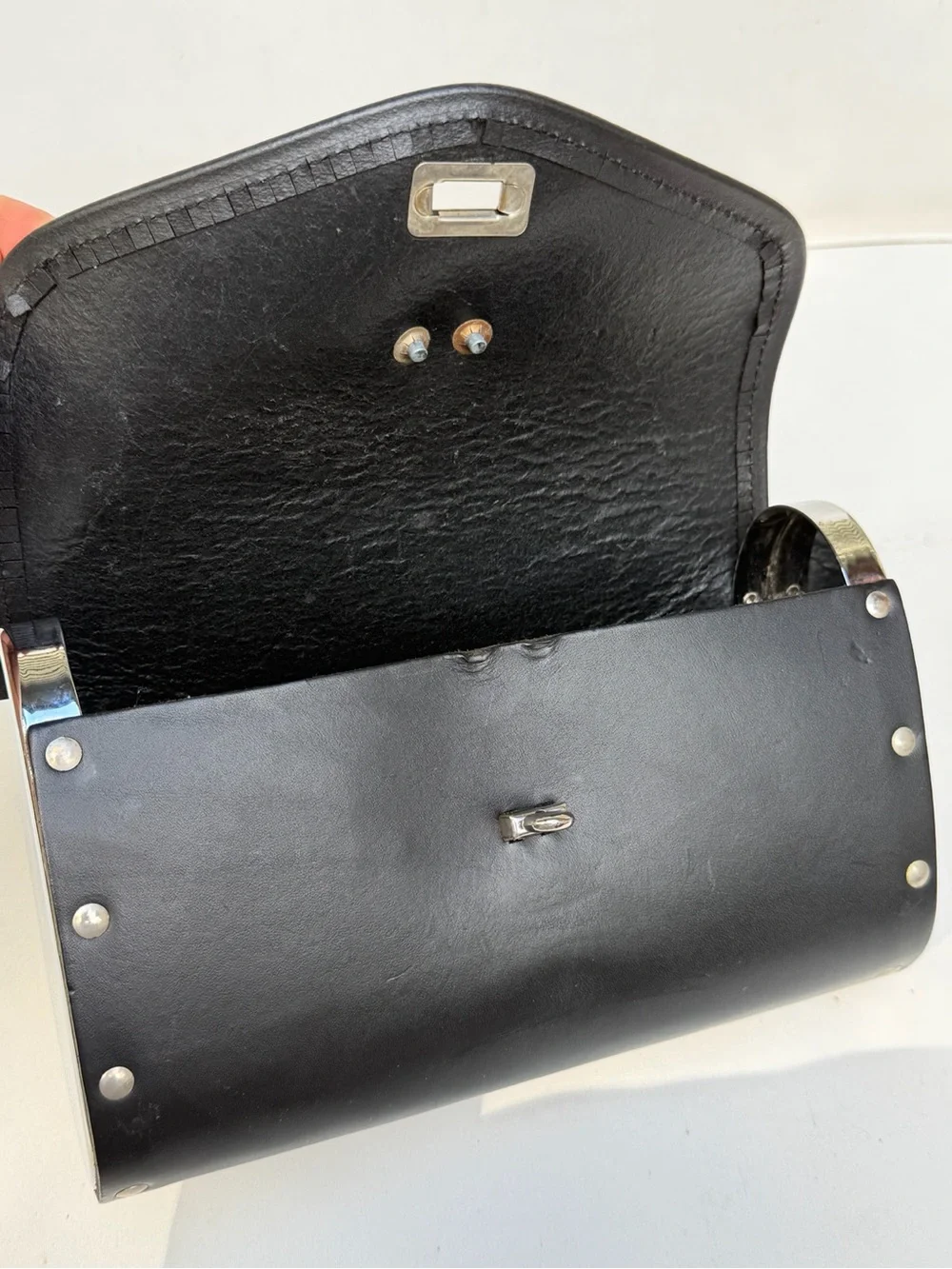 Vintage Harley-Davidson USA Made Black Motorcycle Windshield Bag Chrome Mount